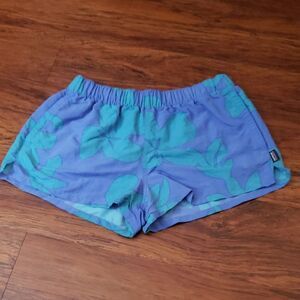 Patagonia Womens Floral Blue Green Chic Summer Barely Baggies Shorts Size Small